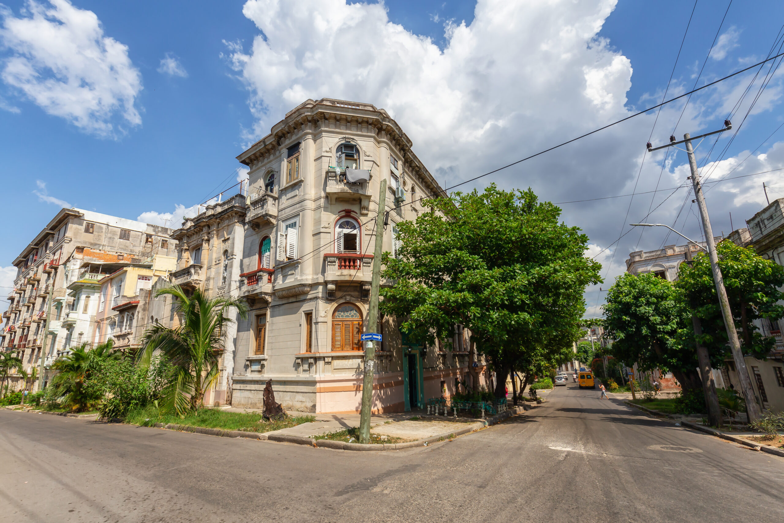 Street view of the Old Havana City, Capital of Cuba, during a bright and sunny day.