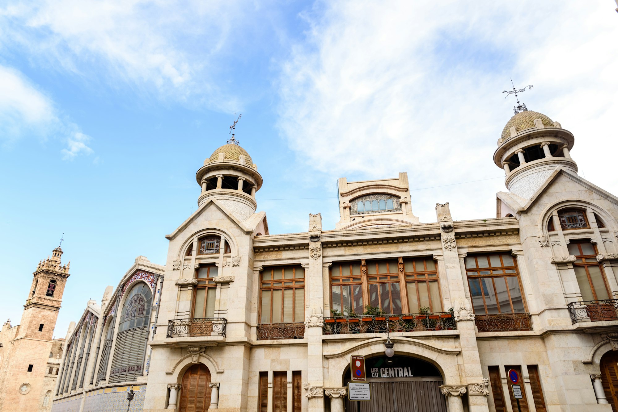 Exterior of tourist places in Valencia, Ciudad of Brujas square,