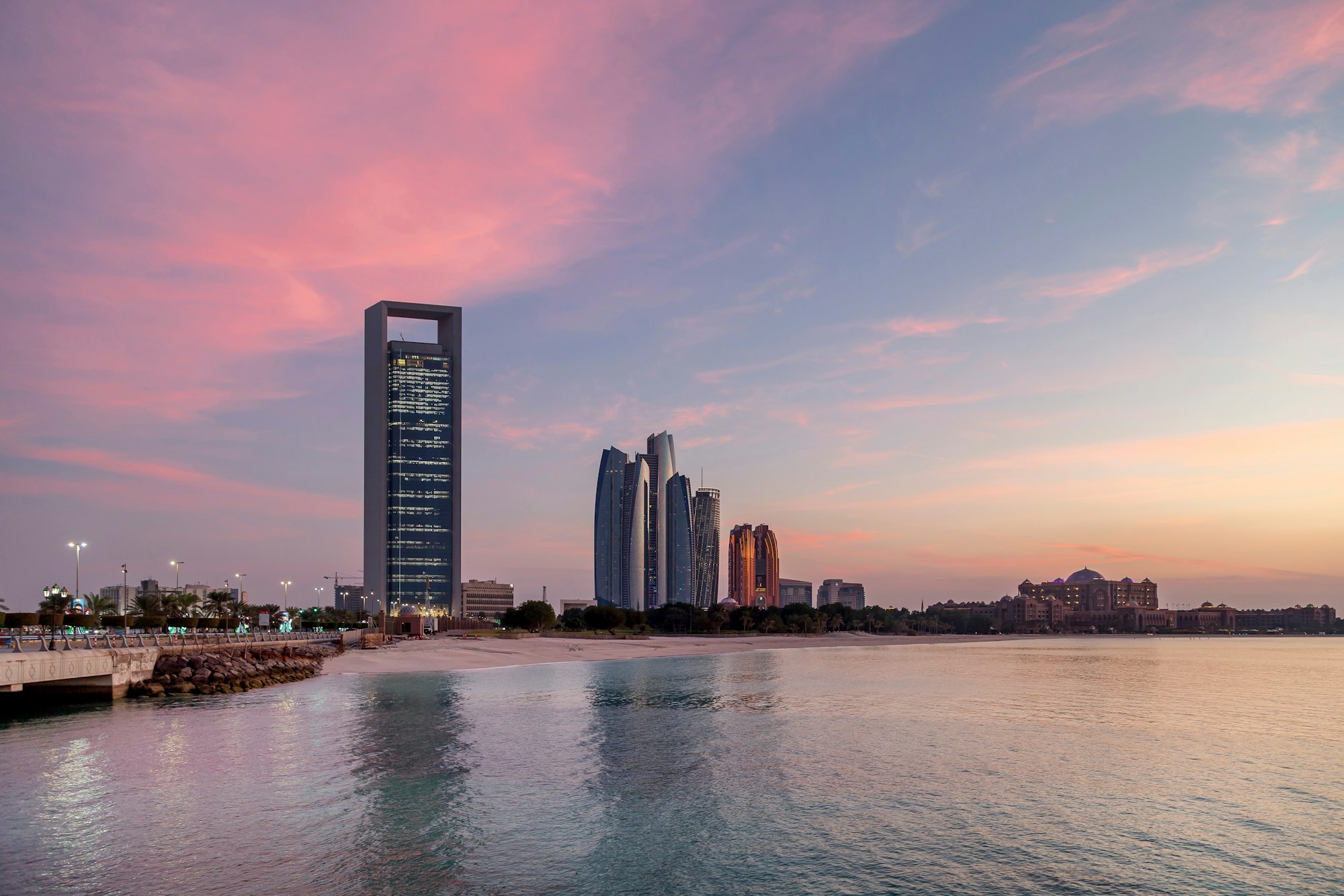 Enchanting winter sunset in Abu Dhabi