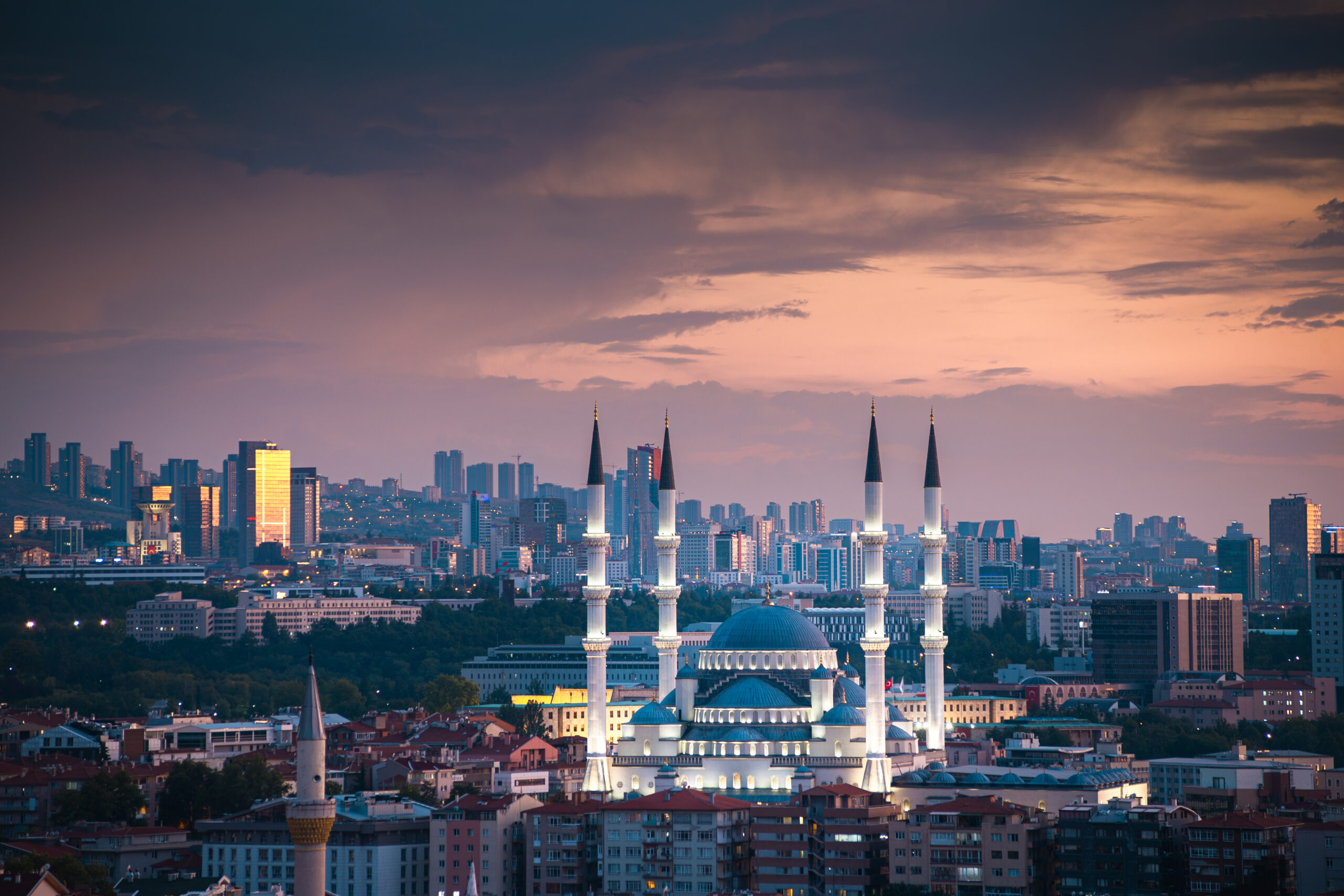 General view of Ankara during twilight