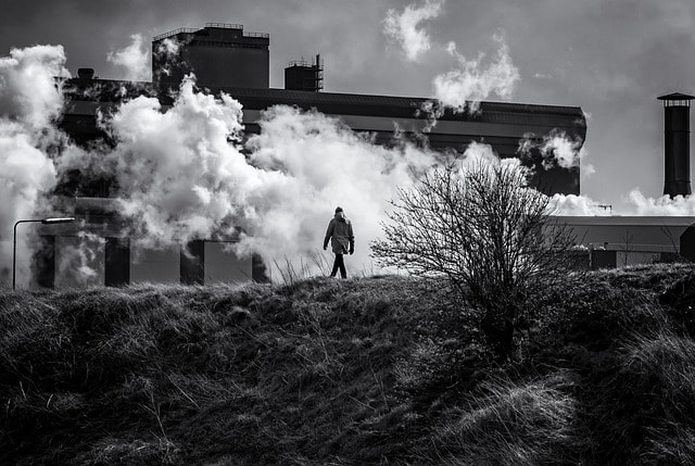 clouds, factory, man, walking, ijmuiden, netherlands, black and white, factory, nature, factory, factory, factory, factory