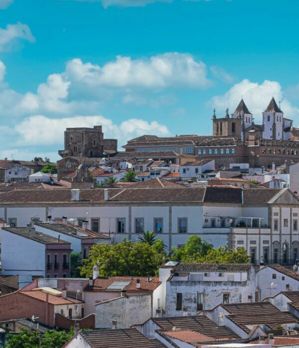 A panoramic view from the Infanta Isabel viewpoint of the city of Caceres, Spain